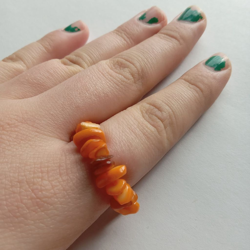 💕5/25 Orange dyed shell ring size 8 boho bohemian western bohochic bohemianchic